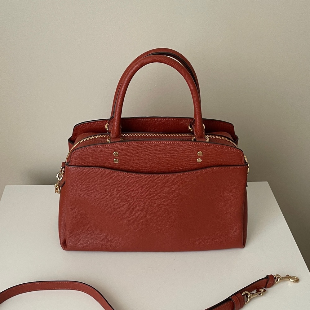 Coach Brown Satchel with Pink and Orange Stripes - Picture 4 of 6